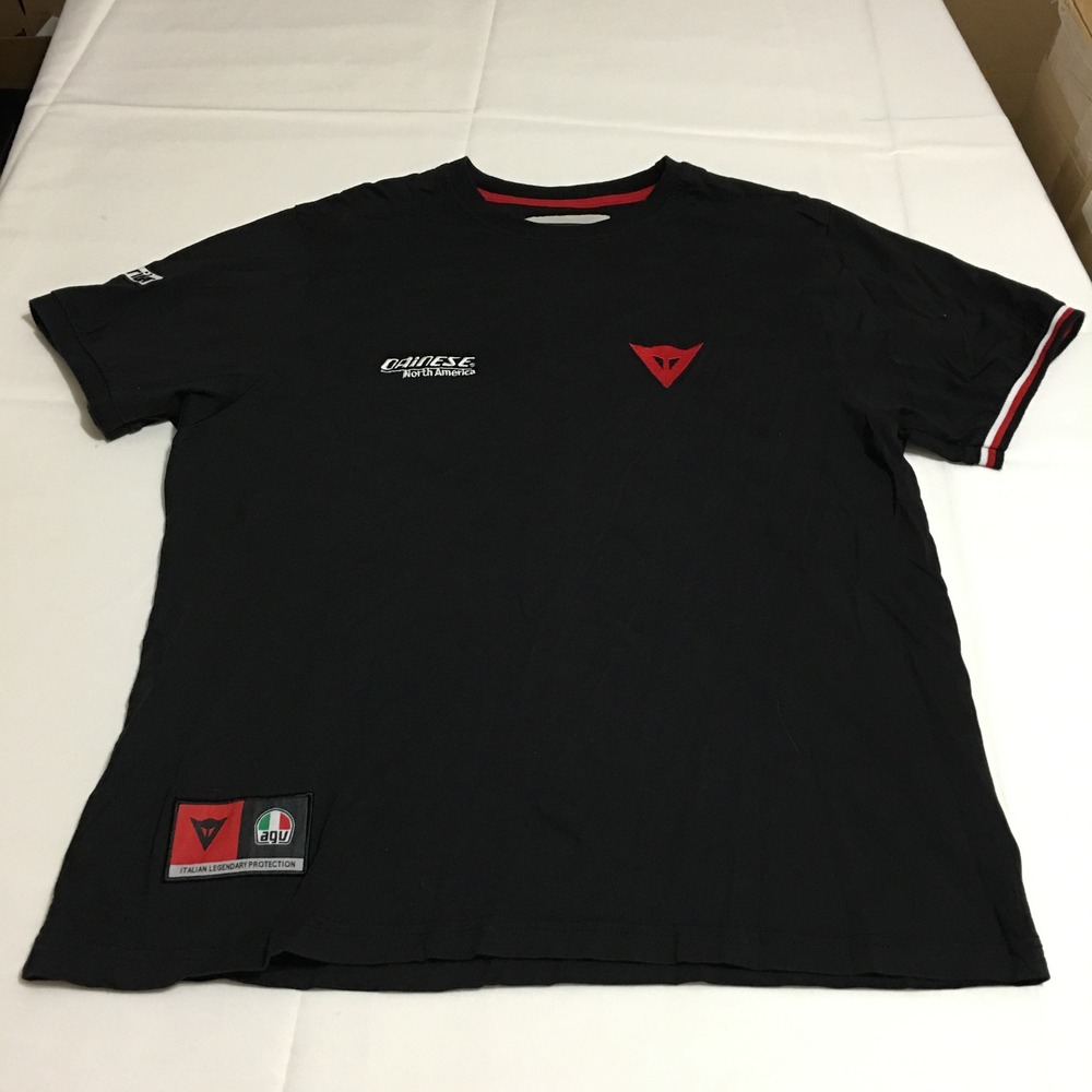 Dainese Crew Mens Graphic Logo T-Shirt Black Size Large Fit (Tag 2XL) Agu Rider